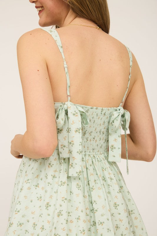 Vestido de tirantes midi verde estampado
