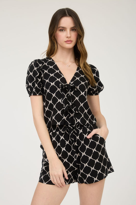 Conjunto Estampado de top y Short de Lino