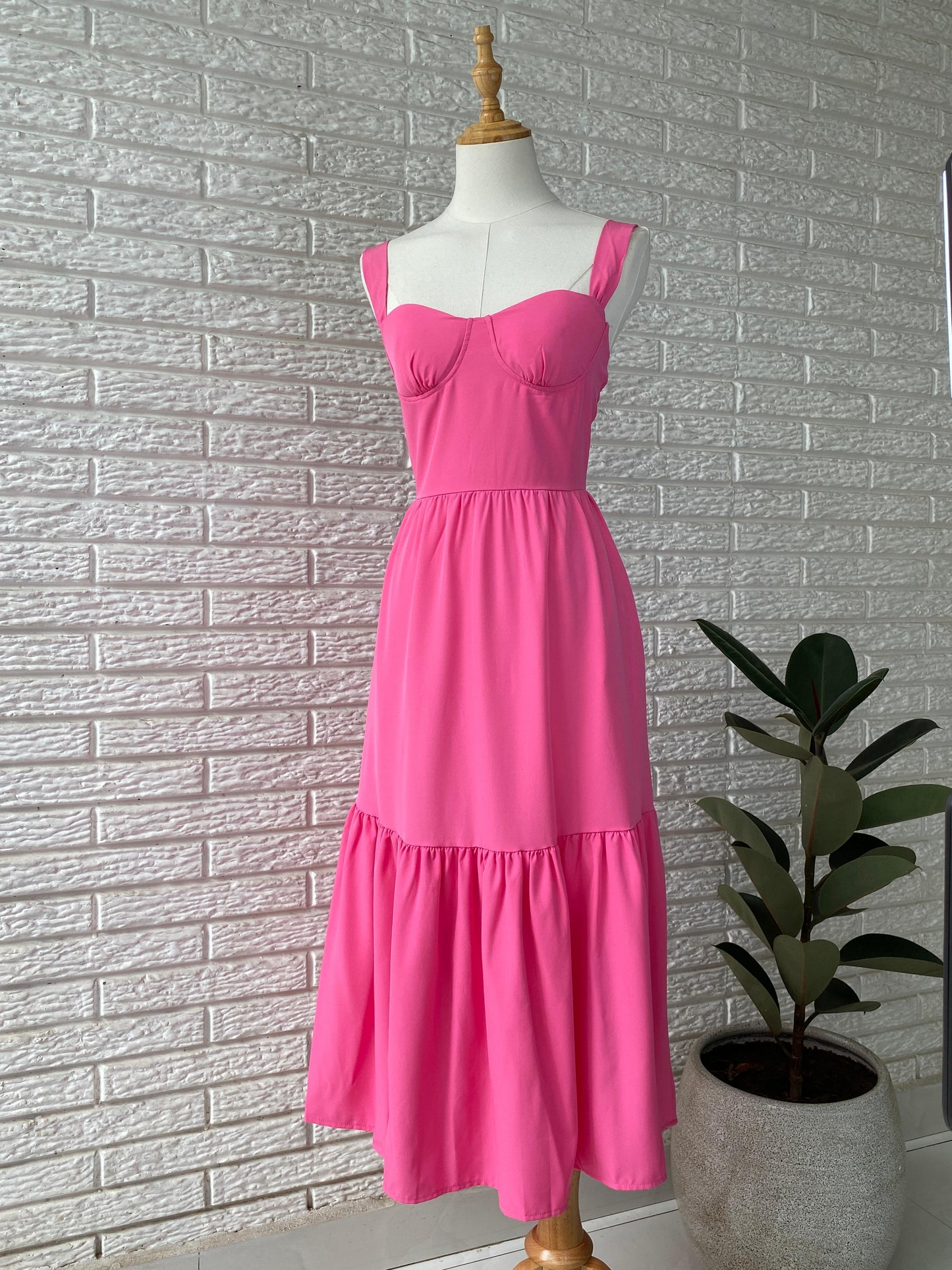 Vestido estampado con bolsillos rosado
