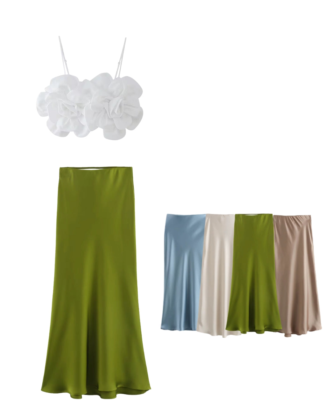 Falda maxi satinada para mujer elegante en tendencia