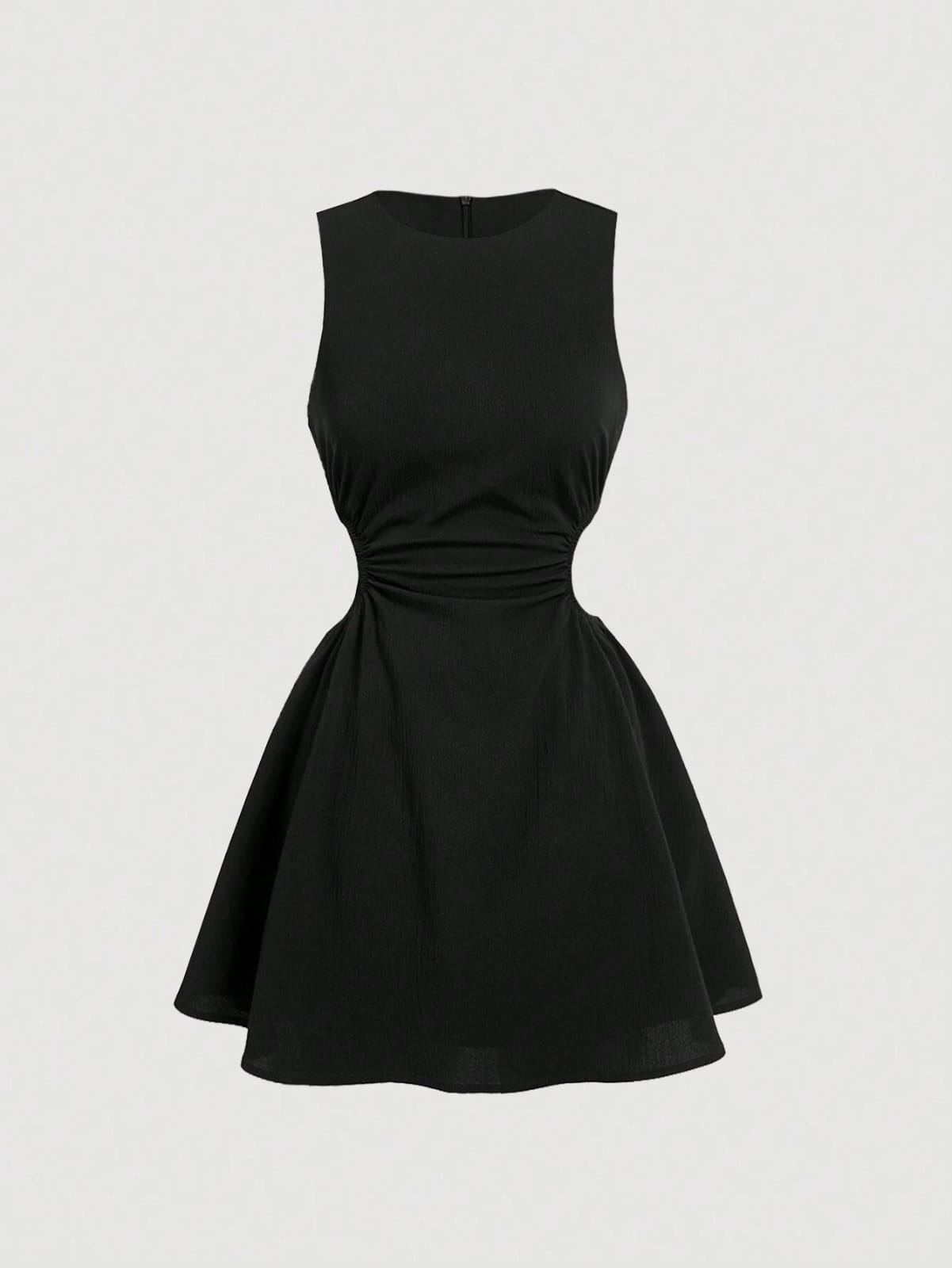Vestido corto romántico burbuja negro sin mangas