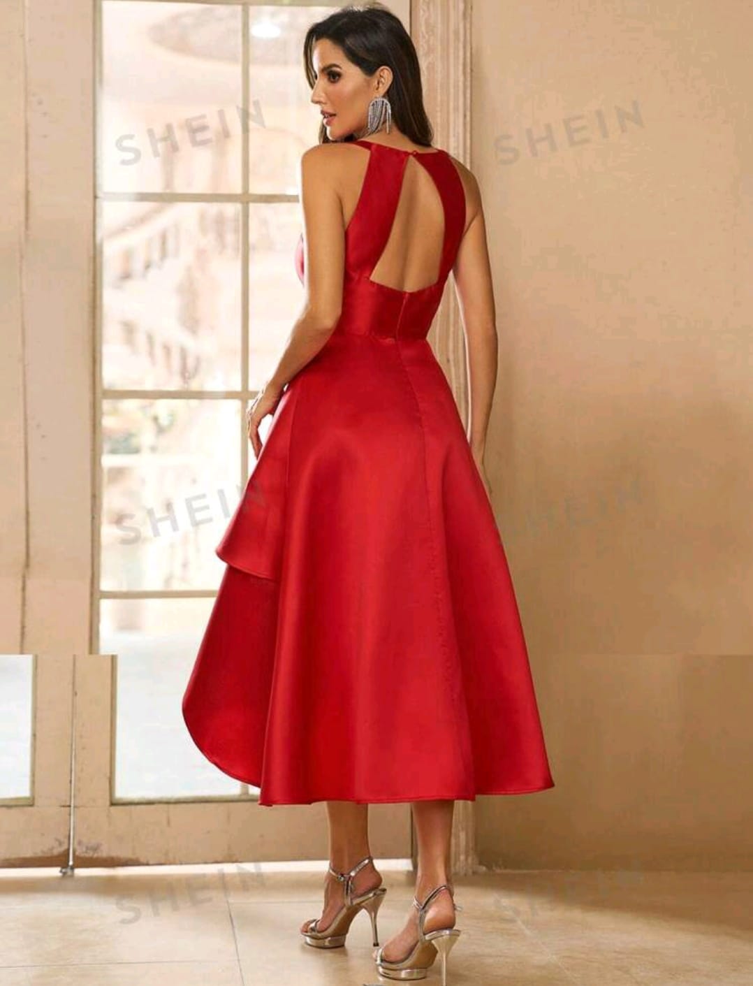 Vestido satinado rojo