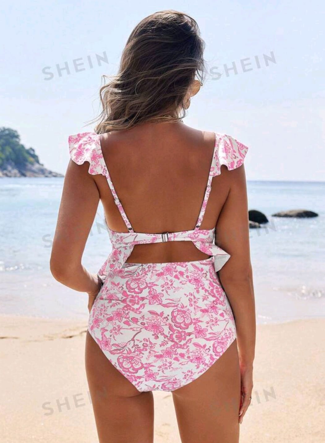 Traje de baño maternidad 1 pieza print floral rosa