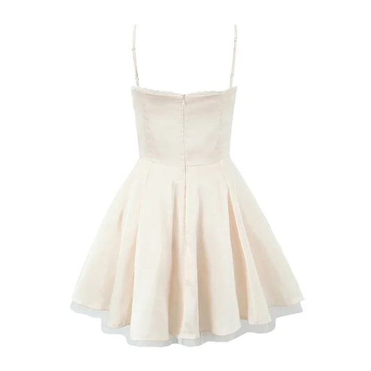 Vestido satin con tutu crema