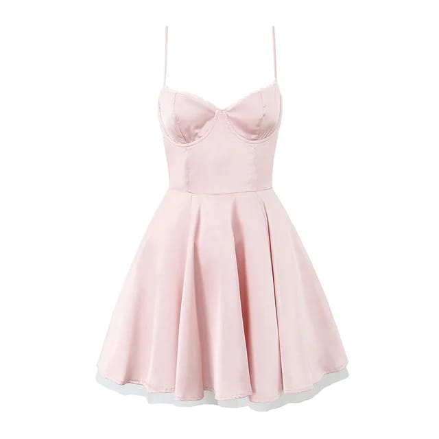 Vestido satin con tutu rosa coto sin mangas
