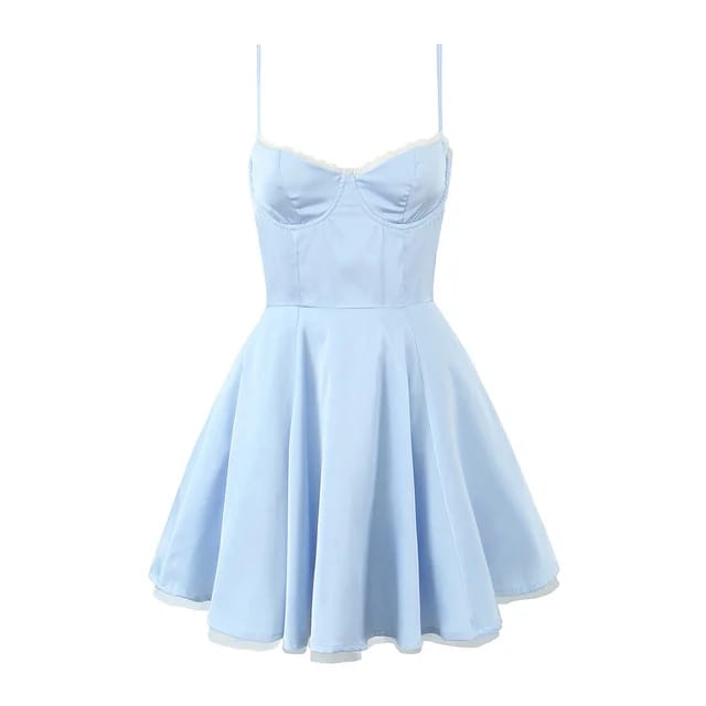 Vestido satin con tutu celeste