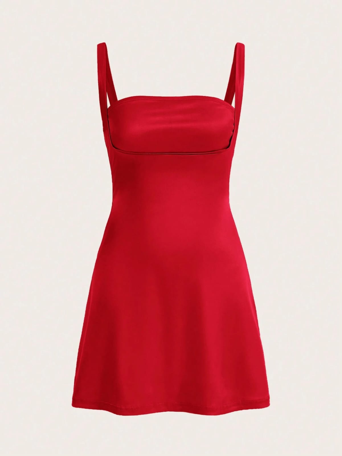 Vestido corto ajustado en el pecho rojo, de tirantes