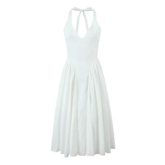 Vestido halter cuello V blanco