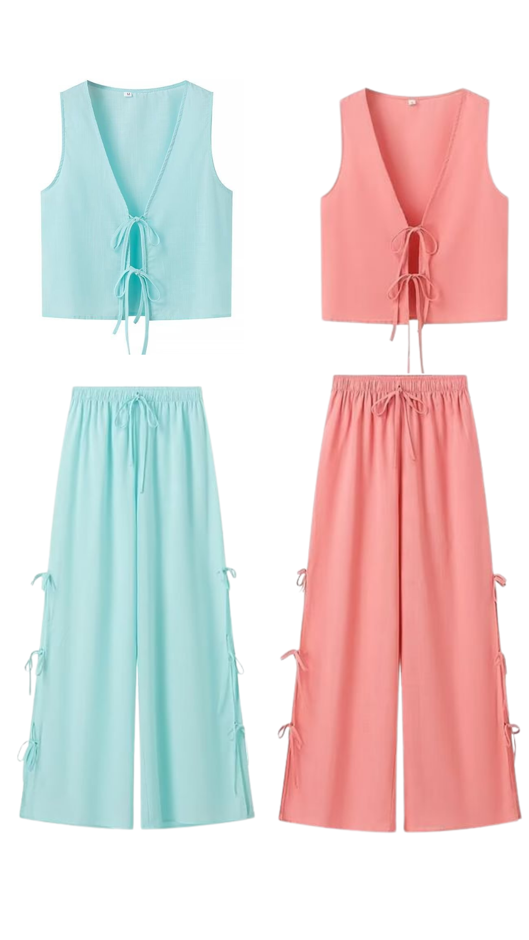 Conjunto de vest y pantalon para mujer, estilo boho, set para verano de pantalón fresco