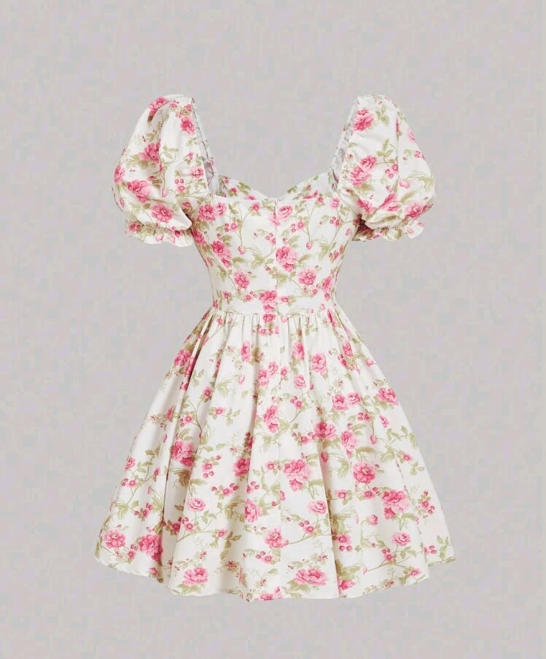 Vestido corset frente estampado floral rosado corto