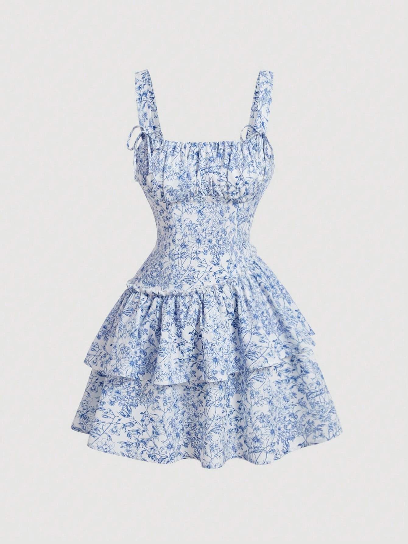 Vestido Romántico print azul