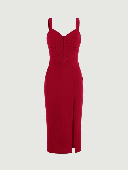 Vestido midi- rojo de tirantes