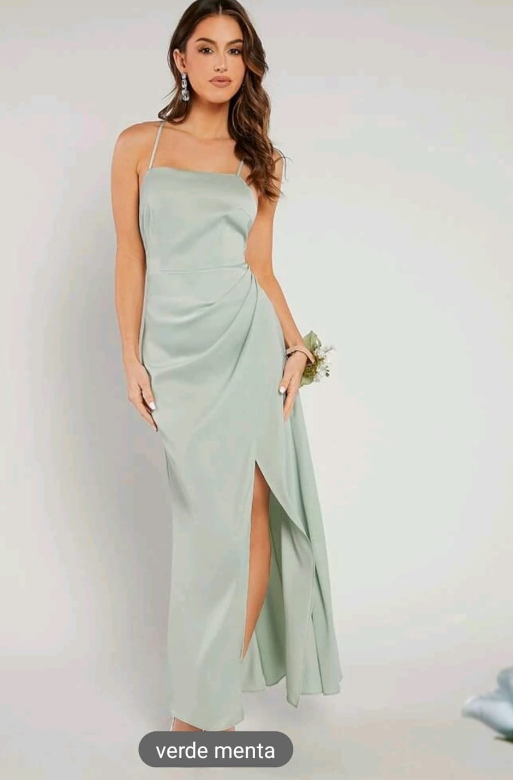 Vestido largo de noche menta largo elegante