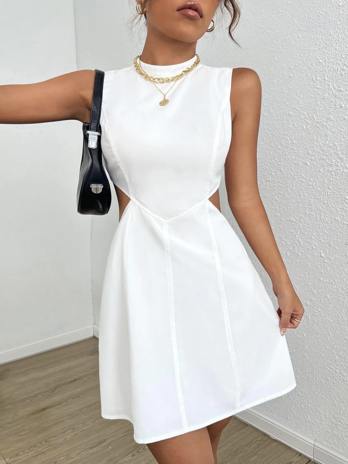 Vestido Blanco Abertura en cintura