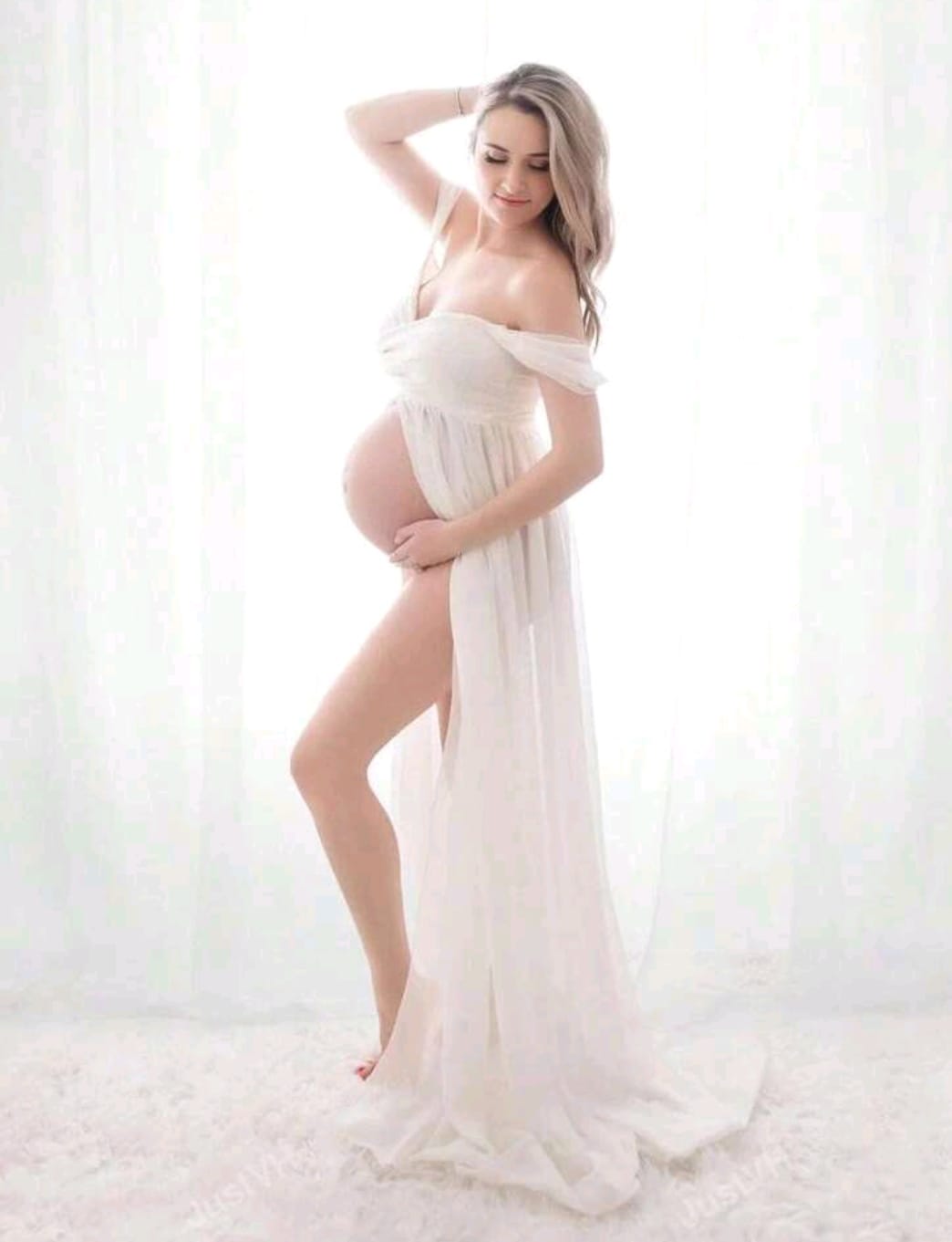 Vestido Maternidad para Fotografía color blanco