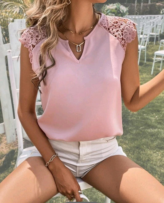 Blusa Rosa Mangas tejidas