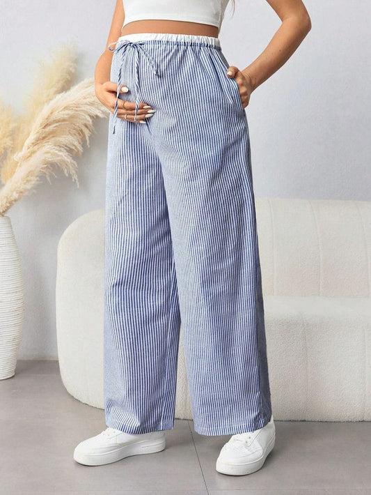 Pantalones de maternidad sueltos ajustables de la pancita color celeste