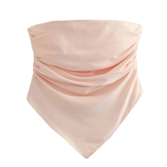 Crop top para mujer, top corto en tendencia rosa, sin hombros