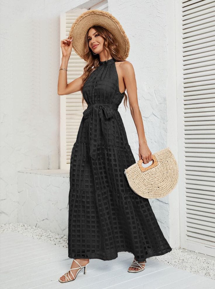 Vestido tipo maxi elegante para verano y eventos casuales negro