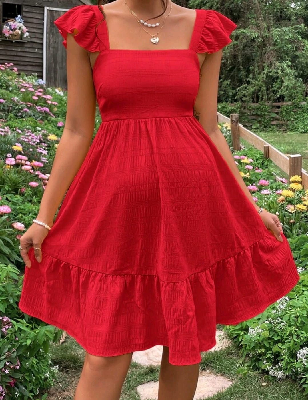 Vestido maternidad rojo de amarrar en la espalda