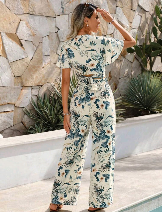 Conjunto de top y pantalón estampado