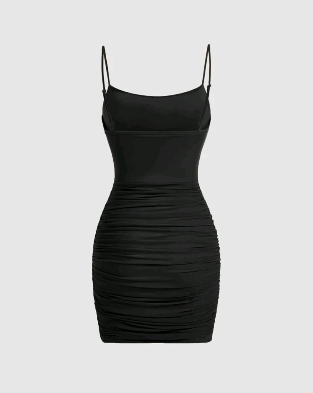 Vestido corto ajustado malla negro de tirantes
