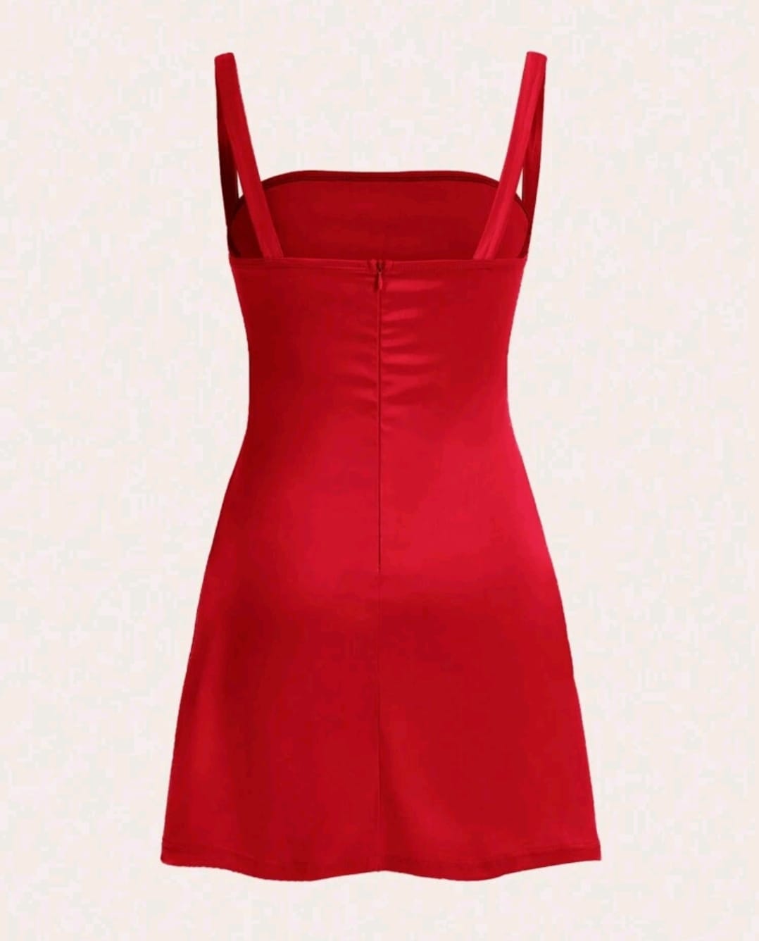 Vestido corto ajustado en el pecho rojo, de tirantes