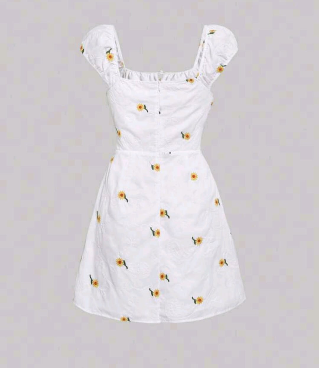 Vestido blanco estampado flores amarillas corto