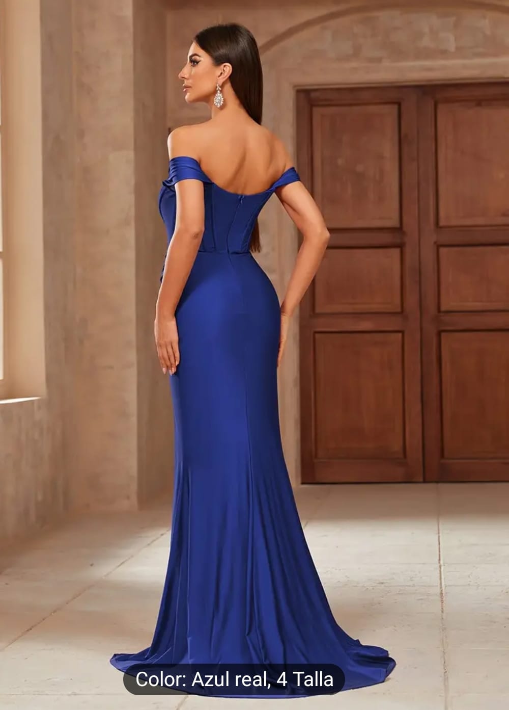 Vestido gala azul largo