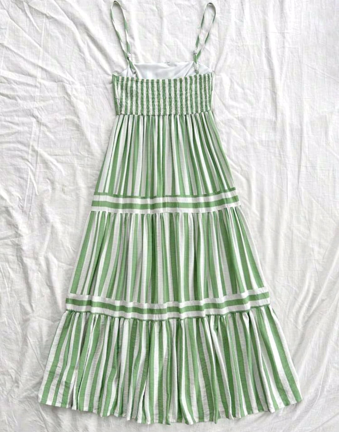Vestido maxi oversize rayas verde