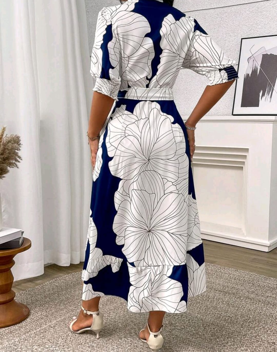 Vestido oversize camisero estampado azul