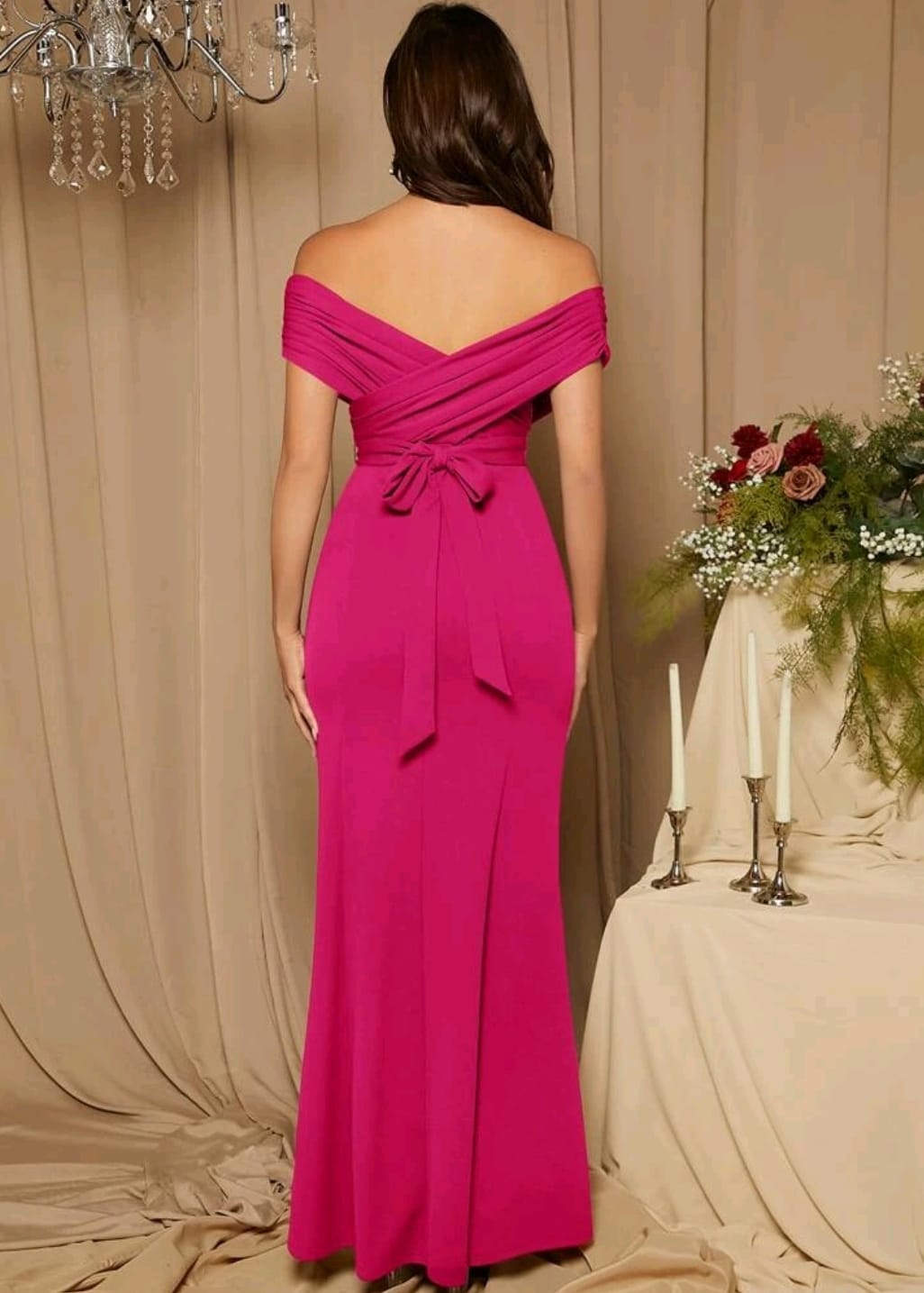 Vestido fucsia largo
