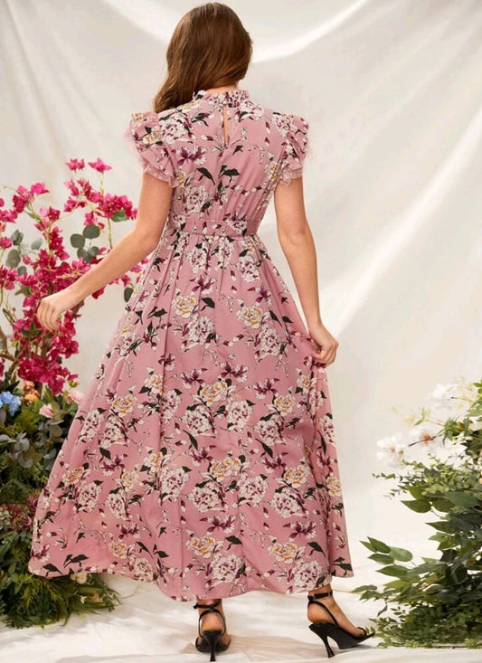 Vestido Rosa Largo Estampado