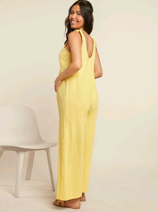 Jumpsuit de maternidad amarillo de algodón