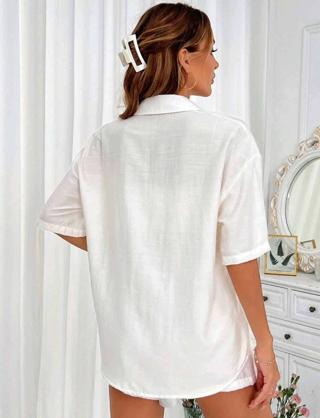 Conjunto cami oversize y shorts blanco