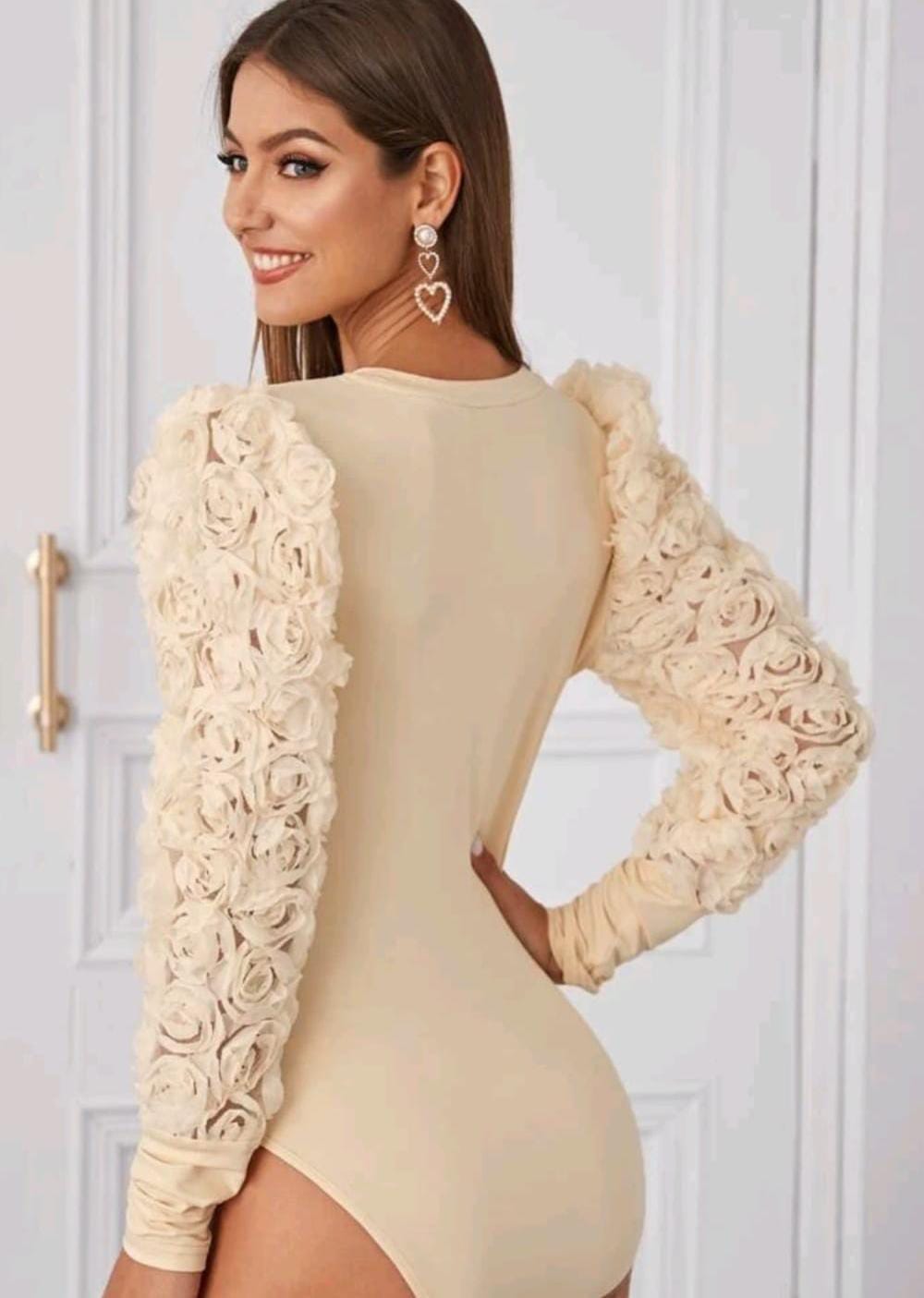 Bodysuits crema manga larga