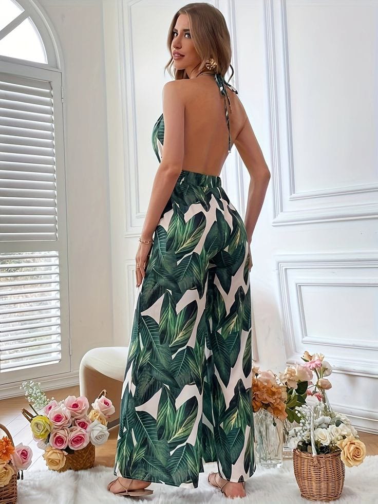 Jumpsuit verde estampado