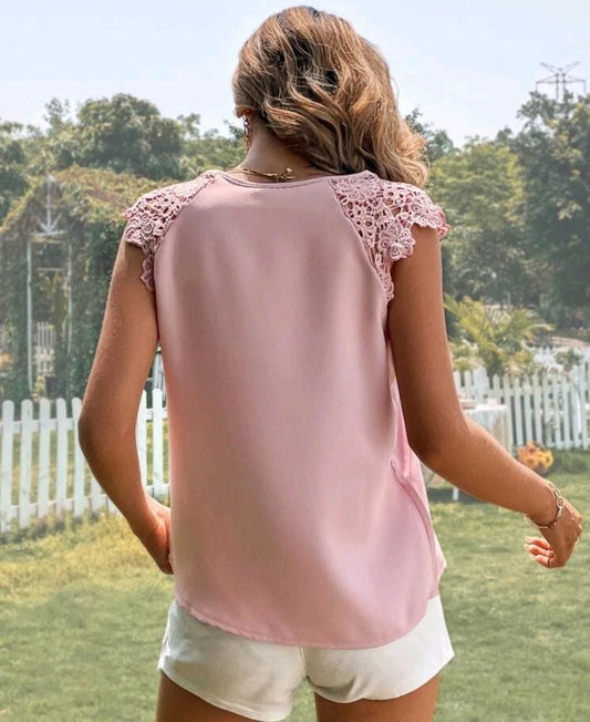 Blusa Rosa Mangas tejidas