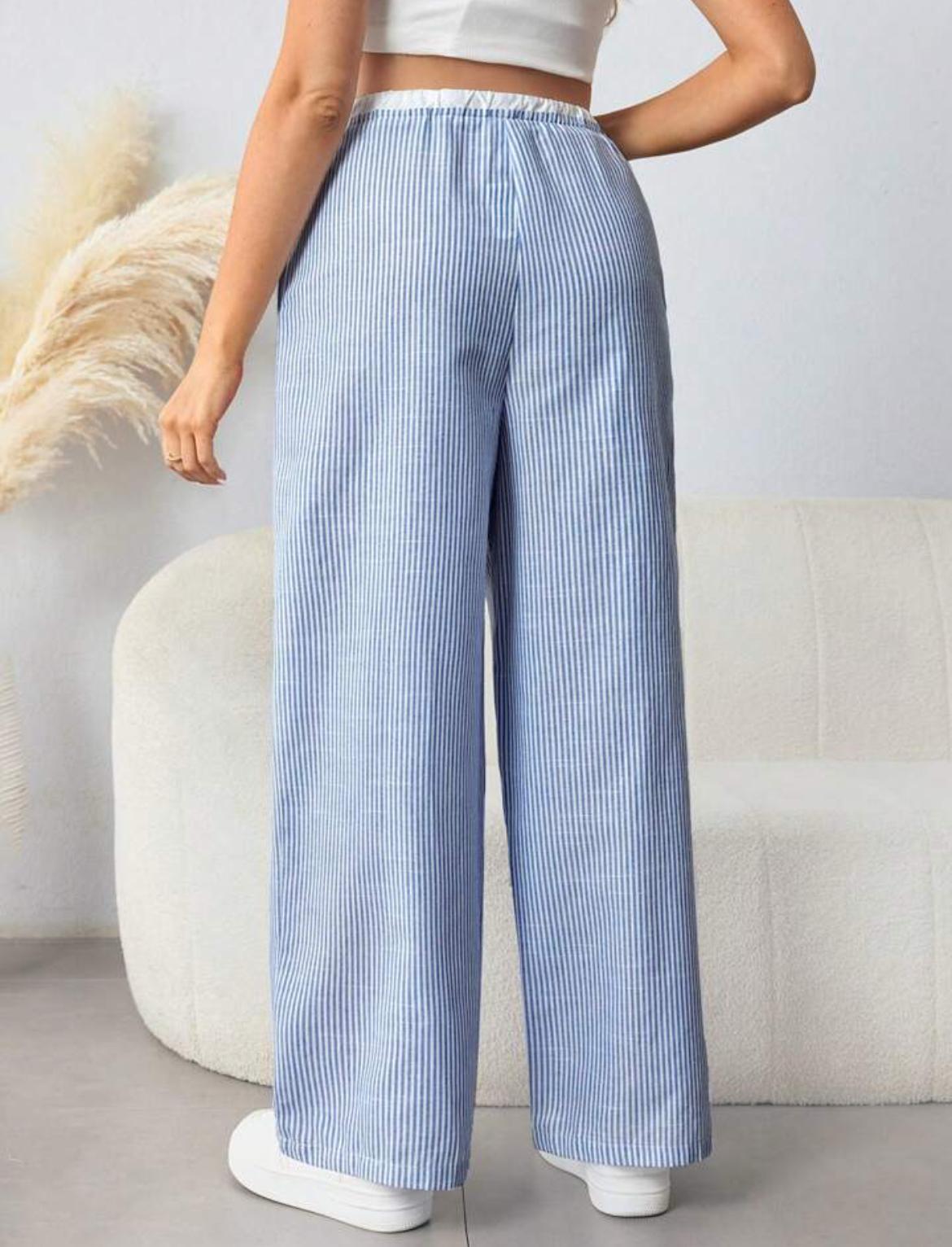 Pantalones de maternidad sueltos ajustables de la pancita color celeste