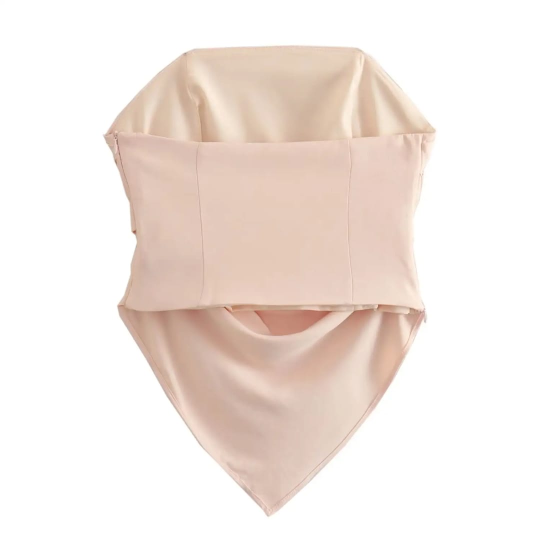 Crop top para mujer, top corto en tendencia rosa, sin hombros