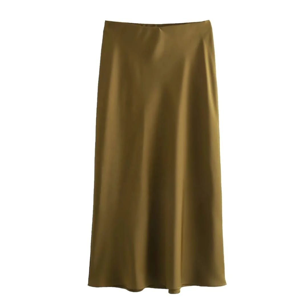 Falda maxi satinada para mujer elegante en tendencia