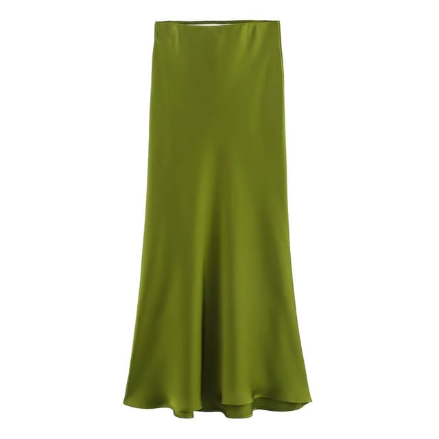 Falda maxi satinada para mujer elegante en tendencia