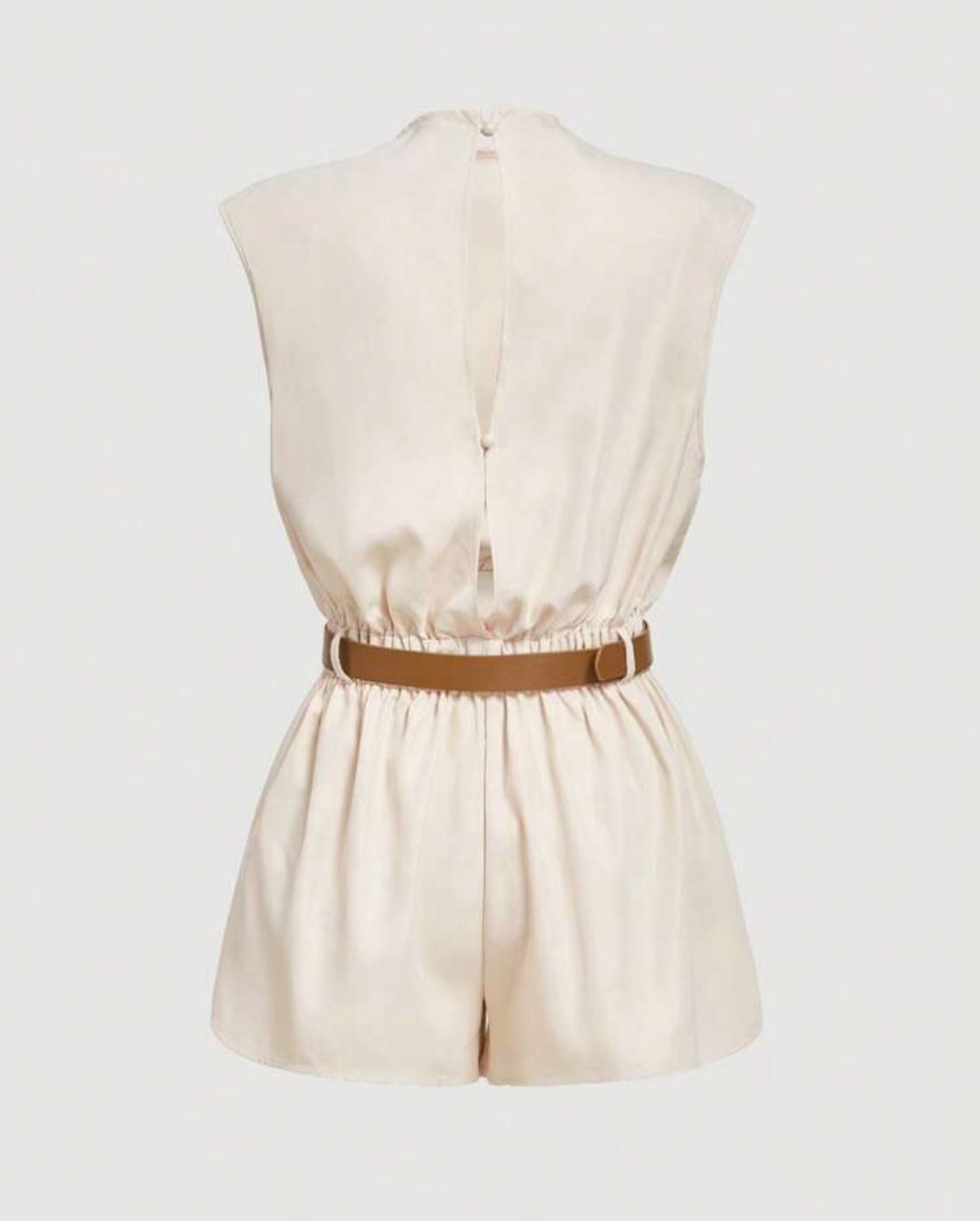 Romper de mujer color crema elegante sin mangas incluye faja