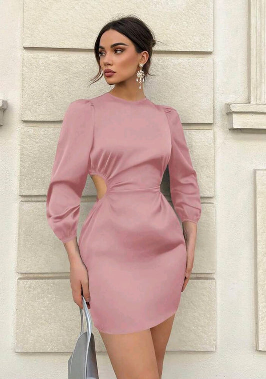 Vestido rosa satinado