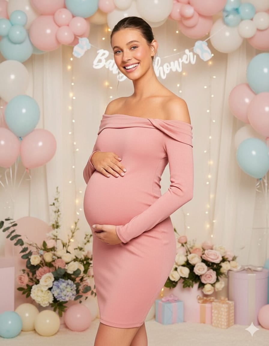Vestido maternidad rosa corto