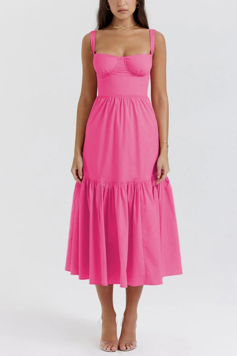 Vestido estampado con bolsillos rosado