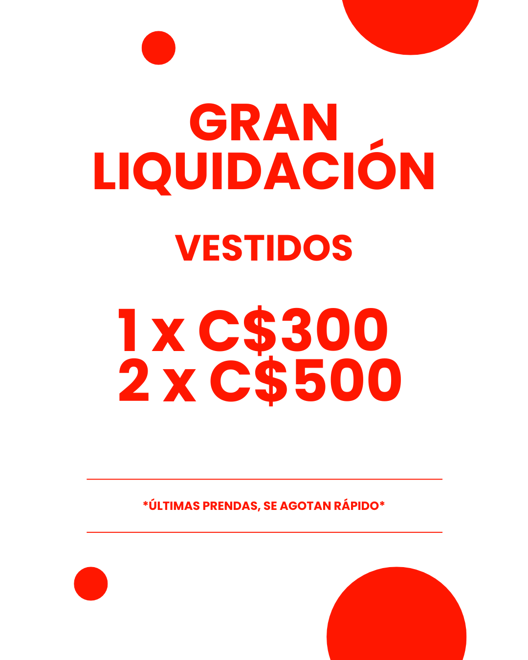 Vestidos en Liquidación