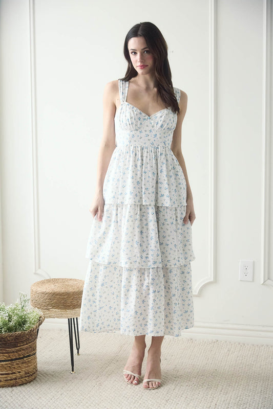 Vestido de tirantes midi blanco estampado