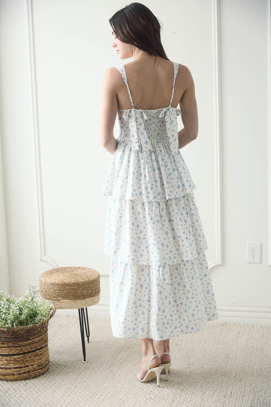 Vestido de tirantes midi blanco estampado