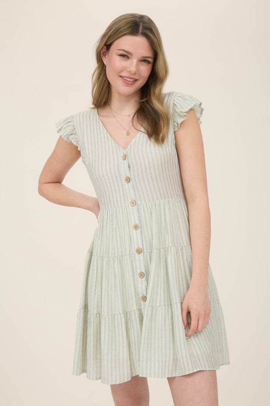 Vestido Casual verde con botones